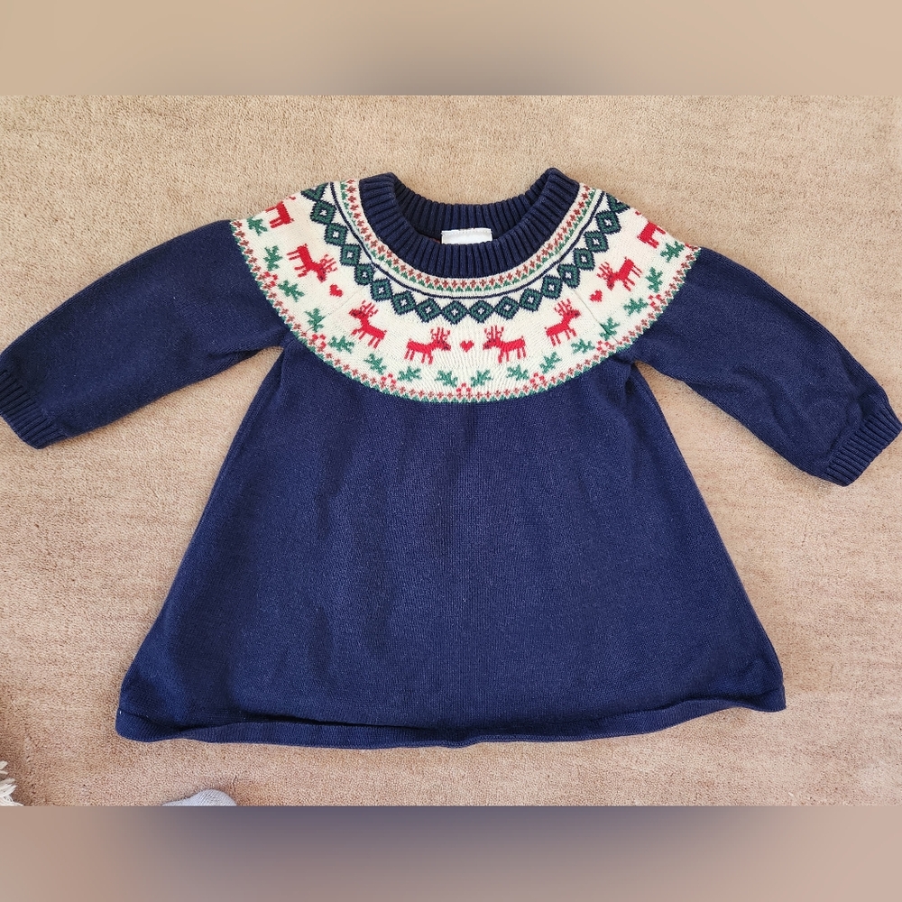 Navy Blue Kids Sweater with Festive Pattern